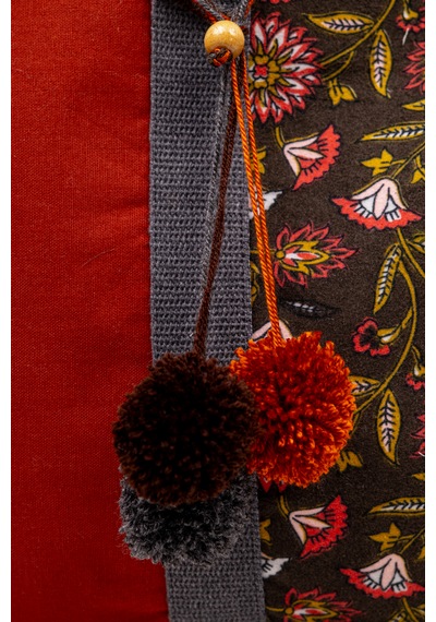 Fabric Craft Bag Omuz Çantası Kadın Duck Kumaş Desenli Büyük Boy Günlük Çanta Kahverengi - Bordo