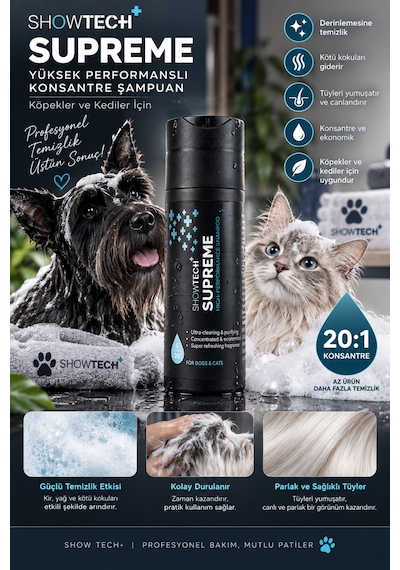 Showtech Supreme Yüksek Performans 100 Ml 20:1 Konsantre Köpek Şampuanı