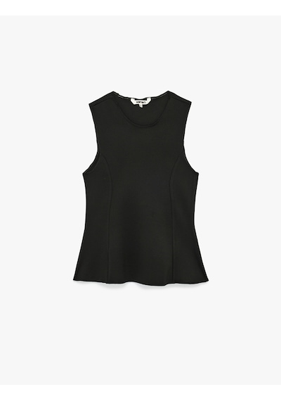 Koton Slim Fit Bisiklet Yaka Kolsuz Bluz Siyah 6sak10030ek