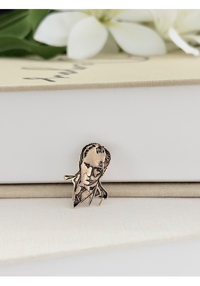 Lente Aksesuar Özel Seri Bronz Atatürk Portre Broş - M. Kemal Büst Yaka İğnesi Antik Bronz