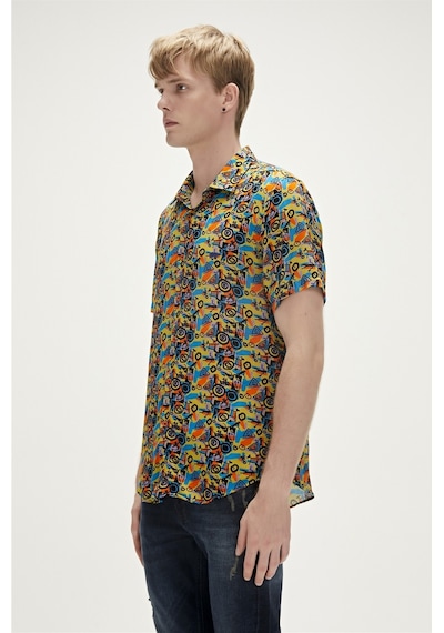 Bad Bear Bi-face Shirt Sarı Kısa Kollu Baskılı Erkek Gömlek-sarı Sarı