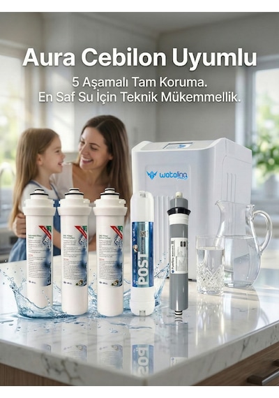 Ihlas Aura Cebilon Unique Dijital Su Arıtma Cihazı Uyumlu 5'li Ön Filtre Seti