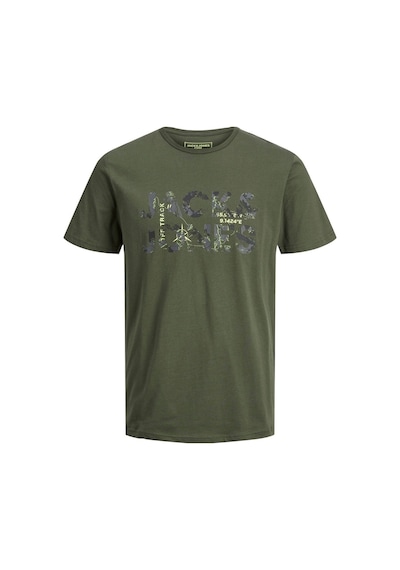 Jack & Jones 12215700 Techlogo Bisiklet Yaka Logolu Tişört Forest Night Haki
