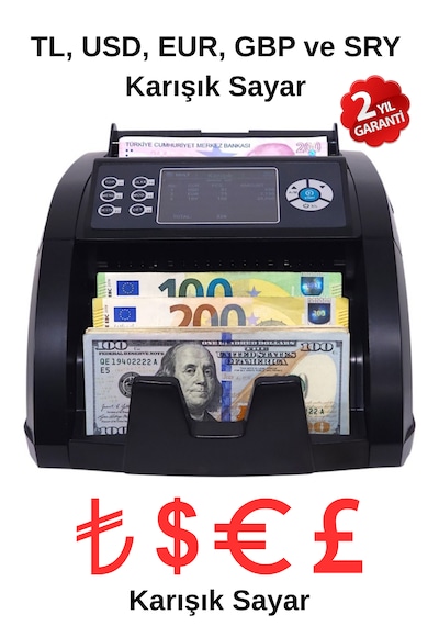 Mix Pro Tl Usd Eur Gbp Sry Karışık Sayan Profesyonel Para Sayma Makinesi Çoklu Döviz Sayar