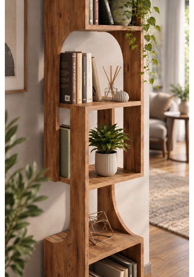 Sulorahome 5 Katlı Modern Ahşap Dekoratif Kitaplık Ve Raf Ünitesi