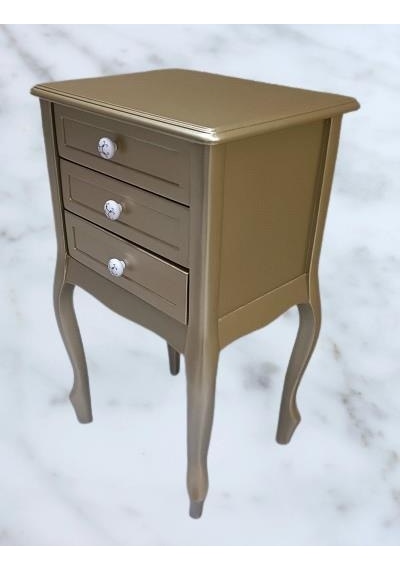 Komodin Model 90529 3çekmeceli Kayın Lükens Ayak Gold Renk Porselen Kulp El Yapım