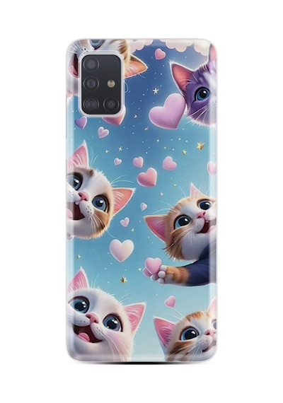 Samsung Galaxy Uyumlu A51 Kılıf Boutique Baskılı Resimli Kalp Ve Kedi Pcode -035
