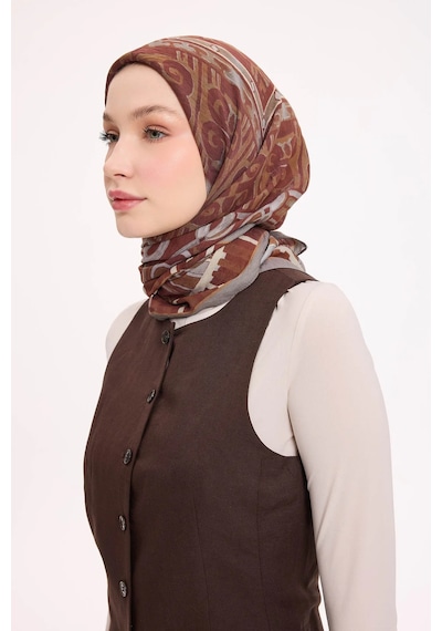 Silk Home Dört Mevsim Antik Motif Viskon Velora Eşarp 6419 Soğan Kabuğu-ekru