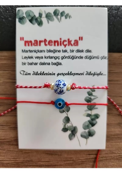 Marteniçka Seramik Ve Nazar Boncuklu İkili Bileklik Çok Renkli