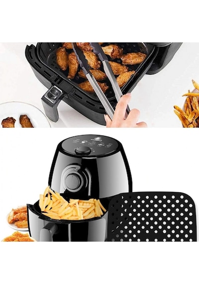 Siyah Isıya Dayanıklı Yıkanılabilir Silikon Fırın Ve Airfryer Kare Model Pişirme Matı 21,5 Cm Çok Renkli