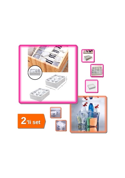 12 Bölmeli Pratik Çekmece Düzenleyici Organizer + Caddy Bölmeli Düzenleyici Sepet - 2li Set Tb2erc Belirtilmemiş
