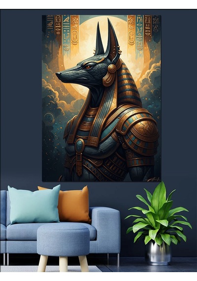 Ahşap Tablo Antik Mısır Tanrısı Anubis İnsan Figürlü Tablolar