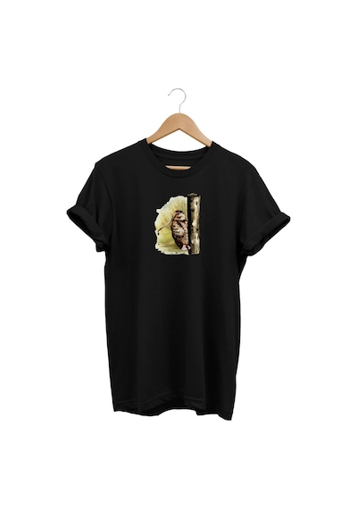 Widi Çulluk Baskılı Siyah T-shirt Siyah