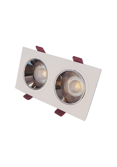 Beyaz Krom Çiftli Sıva Altı Spot Cob Led Armatür GU10 5W Beyaz Iş