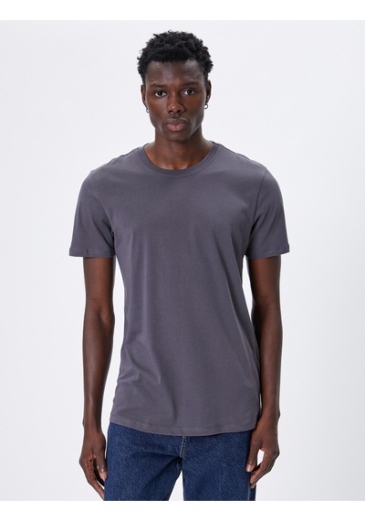 Koton Basic Tişört Slim Fit Bisiklet Yaka Kısa Kollu Antrasit 4sam10842hk Antrasit