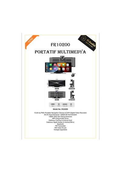 Fi Audio Kablosuz Car Play Ekran + Dvr Ön + Arka Kaydedici Dokunmatik Ekran Multimedi 10.26 İnç