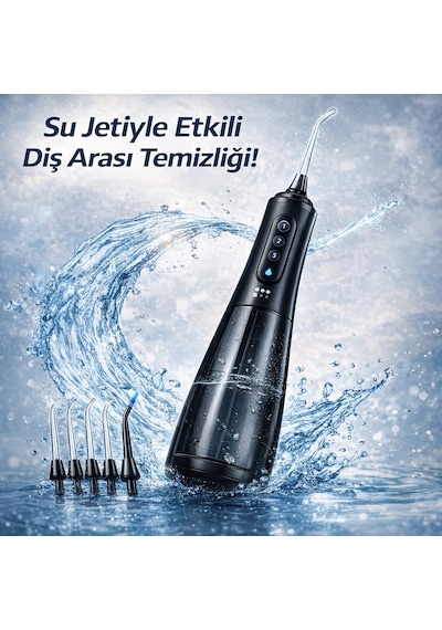 Ağız Duşu Şarjlı 320ml Su Tankı 5 Başlıklı Ipx7 Su Geçirmez Diş Duşu Yüksek Basınçlı Irrigator