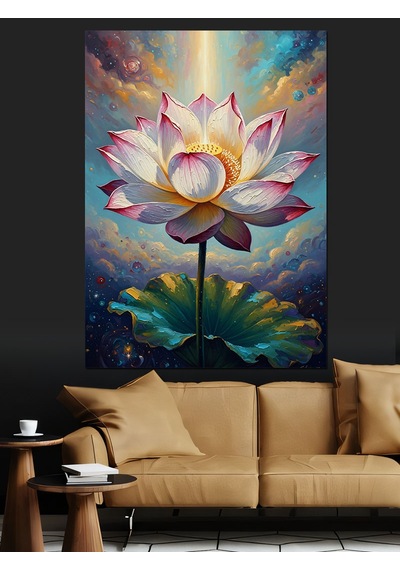 Ahşap Tablo Su Üzerinde Açan Pembe Lotus