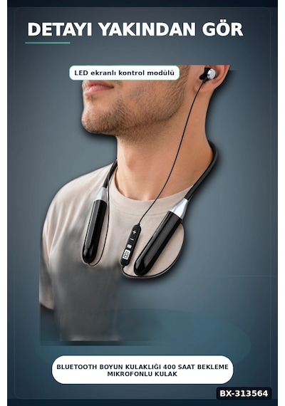 Bay Bluetooth 4.0 Boyun Kulakligi Mikrofonlu Ses Kontrollu 400 Saat Bekleme Suresi 10m Menzil Bx-313564 Najmaddin