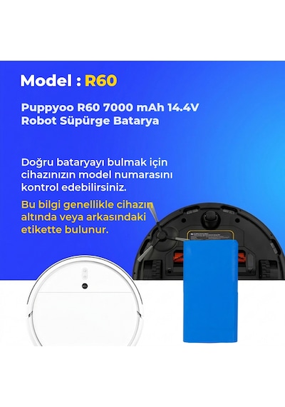Puppyoo R60 7000 Mah 14.4v Robot Süpürge Batarya