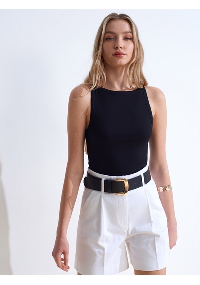 Dilvin 32892 Halter Yaka Top-siyah