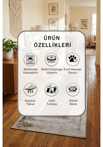 Babel Dijital Baskılı Kaymaz Yıkanabilir Yolluk Yeşil