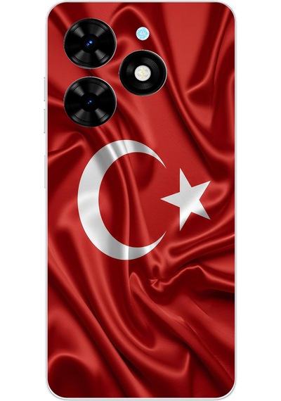 Tecno Spark 20-20c Uyumlu Türk Bayrağı Baskılı Silikon Kılıf Renkli