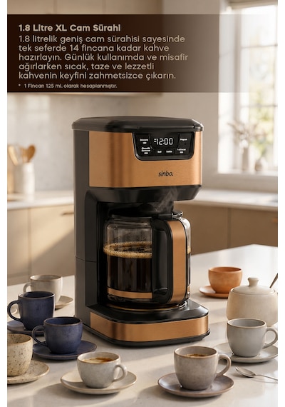 Scm-9040 Otomatik Zaman Ayarlı Xl 14 Fincan Filtre Kahve Makinesi Dijital Göstergeli
