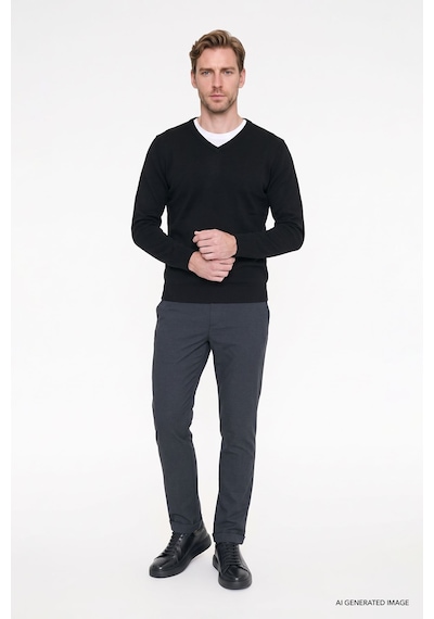 Ac&Co / Altınyıldız Classics Slim Fit Dar Kesim Beli Bağlamalı Yan Cepli Erkek Pantolon - Antrasit