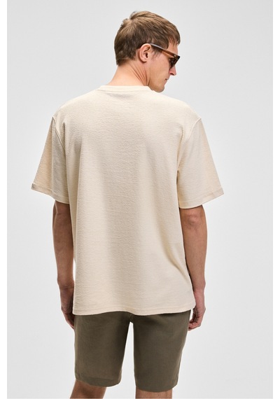 Grımelange PLANTASIA Erkek %100 Organik Pamuk Baskı ve Nakış Detaylı Kısa Kollu Vanilya T-Shirt