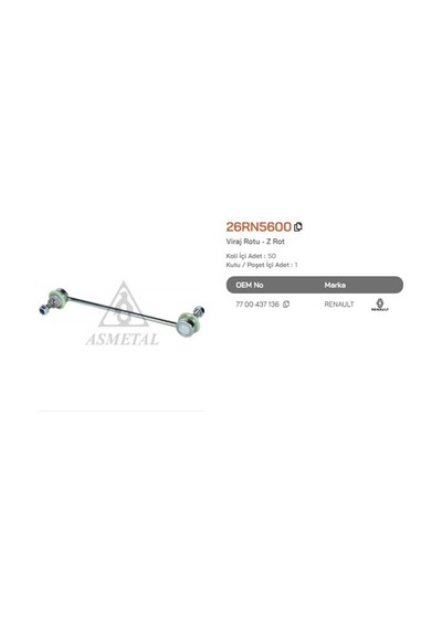 Asmetal 26rn5600 Rot Z Kangoo 1.6 16v 1.9 Dcı 7700437136 -