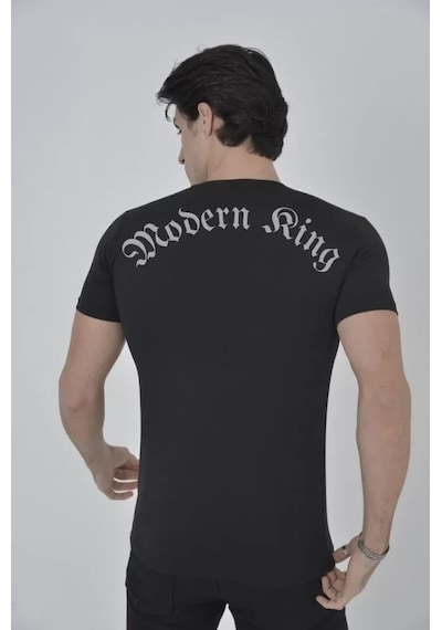 Modi Green Unisex Günlük Stil Siyah File Detaylı Street Style Tasarım Tişört