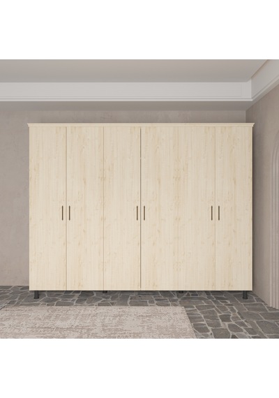 Soft Wood 6 Kapaklı Masif Ahşap Gardırop Çam