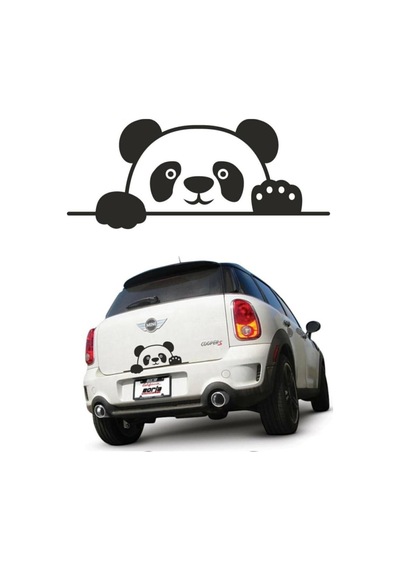 Bagajdan Bakan Panda Oto Cam Sticker Siyah 20 X 8 Cm