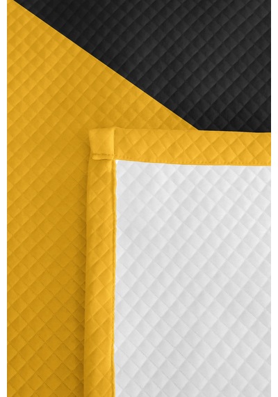 Sarı Geometrik Genç Odası Tek Kişilik Pike Takımı - Siyah Çizgili 160x220 Cm Kapitone Yatak Örtüsü Naif Bahçe Gölgesi