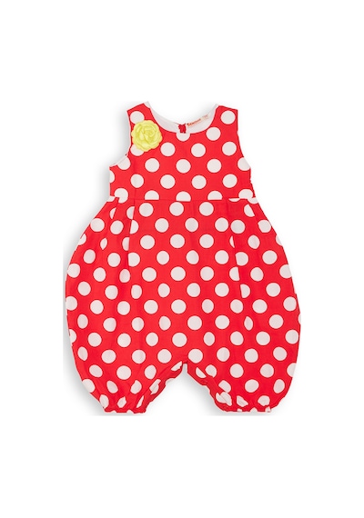 Denokids Kırmızı Beyaz Puanlı Kız Çocuk Balon Tulum