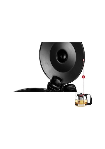Isıya Dayanıklı Süzgeçli Cam Demlik 900 Ml Çaycı Çay Makinesi Demliği Teapot 900 Ml Siyah