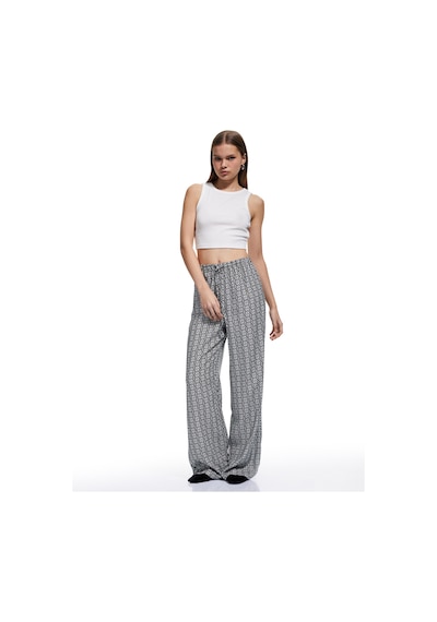 Koton Beli Bağcıklı Viskon Düz Paça Pantolon Siyah Desenli 5sal40043ıw Siyah Desenli Koton Beli Bağcıklı Viskon Düz Paça Pantolon Siyah Desenli 5sal40043ıw Siyah Desenli