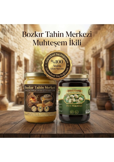 Bozkır Tahin Merkezi Muhteşem İkili Altın Susam Kavrulmus Tahin 600 Gr - Dut Pekmezi 800 Gr Katkısız