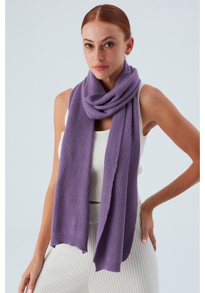 Peraluna Nomı Scarf Selanik Örgü Kaşmir Karışımlı Yumuşak Kadın Triko Atkı - Pastel Mor Pastel Mor