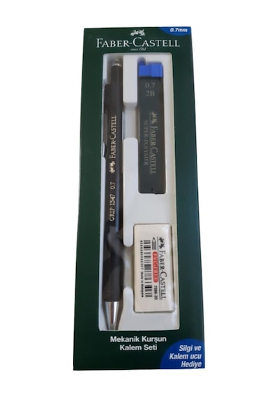 Faber Castel Grip 1347 Mekanik Kurşun Kalem Seti 0.7 Silgi Ve Kalem Ucu Siyah Renk Siyah