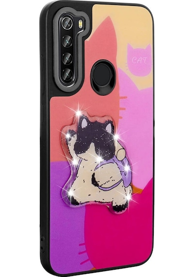 Xiaomi Redmi Note 8 İle Uyumlu Kılıf Parlayan Kabartmalı İkonik Figürlü Silikon Kapak