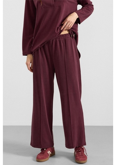 Olcay Metal Düğmeli Premium Kumaş Sweat Pantolon Takım Bordo 9405-tk