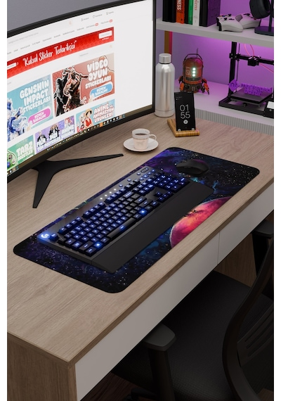 Dijital Evrende Köpek Ve Adam V4 70x30 Xl Gaming Kauçuk Kaymaz Taban Mouse Pad Fare Altlığı