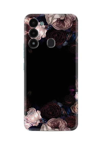 Tecno Spark 8c Kılıf Resimli Desenli Silikon Platinium Series Dark Flowers 1906