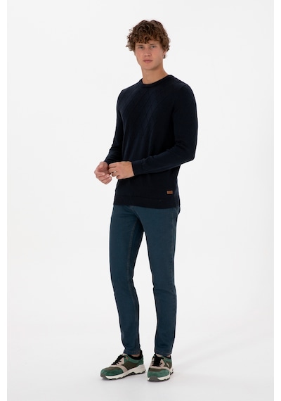 U.S. Polo Assn. Erkek Slim Fit Bisiklet Yaka Desenli Açık Lacivert Kazak 50315748-VR059 U.S. Polo Assn. Erkek Slim Fit Bisiklet Yaka Desenli Açık Lacivert Kazak 50315748-VR059