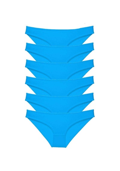 6 Adet Set Likralı Kadın Slip Külot Mavi
