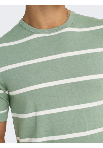 Only & Sons Onswyler Lıfe Reg 14 Ss Strıped Knıt Erkek Yeşil Kazak - Os22032764