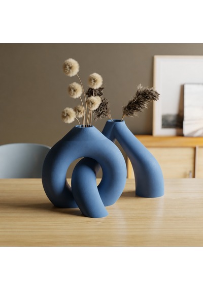 3d Baskı Interlocking Vazo - İç İçe Geçen Dekoratif Vazo-mavi Çok Renkli