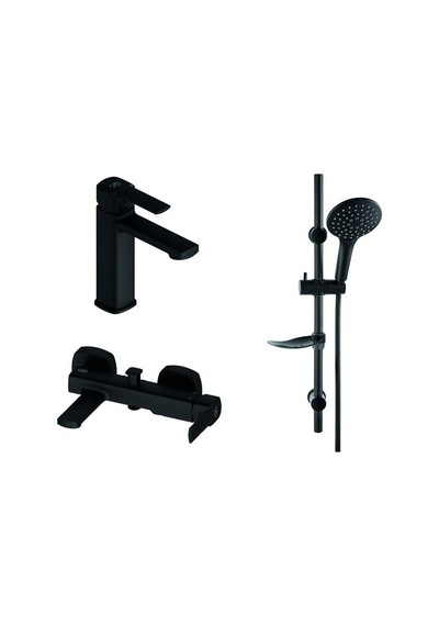 Gpd Pedra Mlb160-S-Mbb160 Banyo + Lavabo + Sürgülü Duş Seti Siyah
